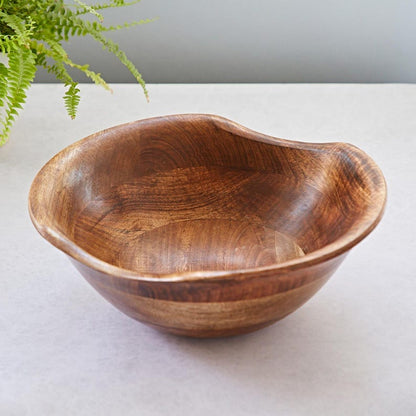 Hand Carved Mango Wood Fruit Bowl: Sustainable Kitchen Decor