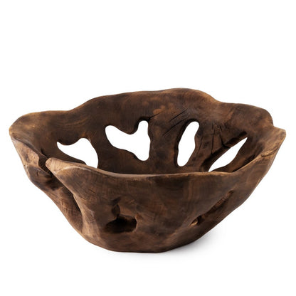 Unique wooden, natural bowl handcrafted from solid ash wood, flame-burned.